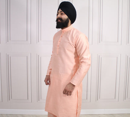6 COLOURS - Mens Nehru Kurta Pajama Raw Silk Indian Punjabi Asian Jago Sangeet
