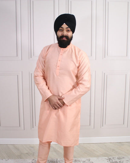 6 COLOURS - Mens Nehru Kurta Pajama Raw Silk Indian Punjabi Asian Jago Sangeet