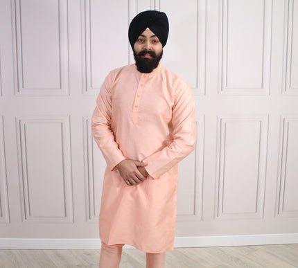 6 COLOURS - Mens Nehru Kurta Pajama Raw Silk Indian Punjabi Asian Jago Sangeet