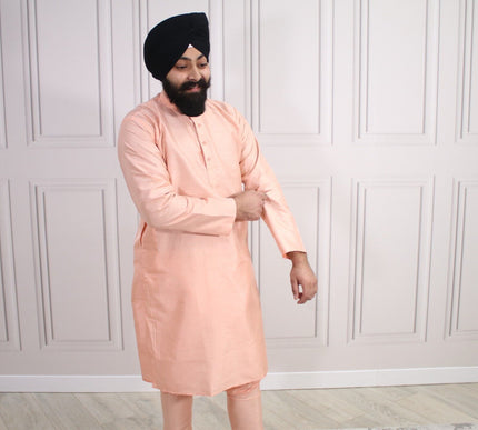 6 COLOURS - Mens Nehru Kurta Pajama Raw Silk Indian Punjabi Asian Jago Sangeet