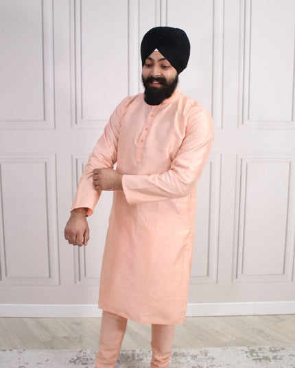 6 COLOURS - Mens Nehru Kurta Pajama Raw Silk Indian Punjabi Asian Jago Sangeet