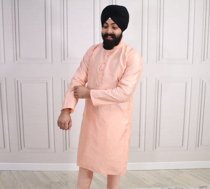 6 COLOURS - Mens Nehru Kurta Pajama Raw Silk Indian Punjabi Asian Jago Sangeet