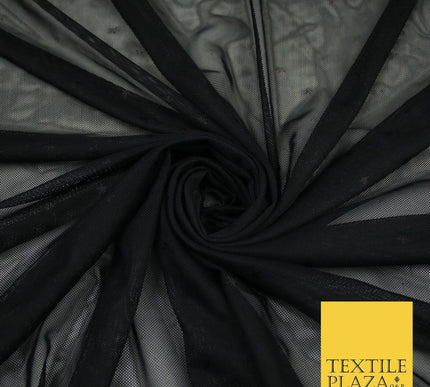 Black Stretch Mesh Net with Black Subtle Stars Fabric Dress 62" 9296