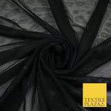 Black Stretch Mesh Net with Big & Small Black Stars Fabric Dress 62" 9297