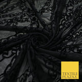 Black Stretch Mesh Net with Flocked Chains Design Fabric Dress Craft 57" 9290