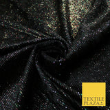 Black with Multicolour Metallic Glitter Stripes Velvet Fabric Stretch 60" 9288