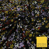 Black With Coloured Ditsy Flower Print Stretch Jersey Fabric 58" WIDE 9283
