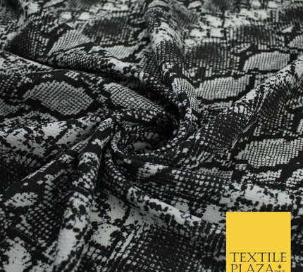 Grey & Black Snake Animal Print Soft Stretch Jersey Fabric 62" WIDE 9281