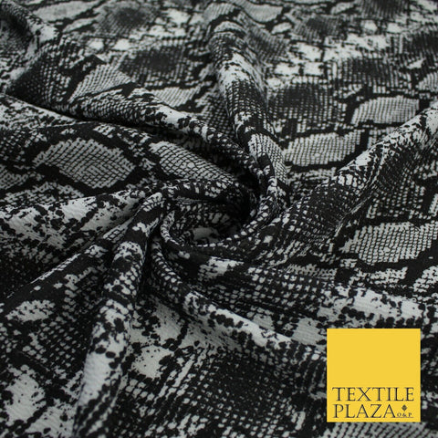 Grey & Black Snake Animal Print Soft Stretch Jersey Fabric 62" WIDE 9281