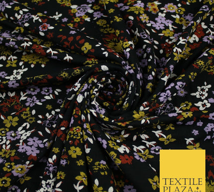 Black With Coloured Ditsy Flower Print Stretch Jersey Fabric 58" WIDE 9283