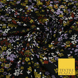 Black With Coloured Ditsy Flower Print Stretch Jersey Fabric 58" WIDE 9283