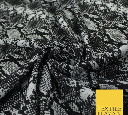 Grey & Black Snake Animal Print Soft Stretch Jersey Fabric 62" WIDE 9281