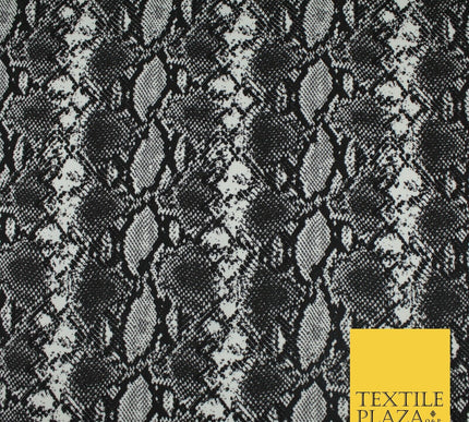 Grey & Black Snake Animal Print Soft Stretch Jersey Fabric 62" WIDE 9281