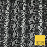 Grey & Black Snake Animal Print Soft Stretch Jersey Fabric 62" WIDE 9281