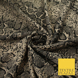 Beige & Black Snake Animal Print Soft Stretch Jersey Fabric 58" WIDE 9282