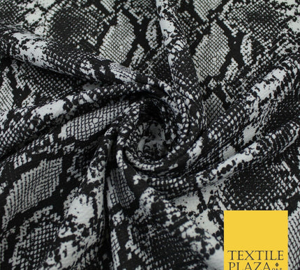 Grey & Black Snake Animal Print Soft Stretch Jersey Fabric 62" WIDE 9281
