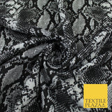 Grey & Black Snake Animal Print Soft Stretch Jersey Fabric 62" WIDE 9281