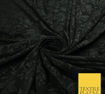 Black Floral Self Print Stretch Jersey Fabric 59" WIDE 9286