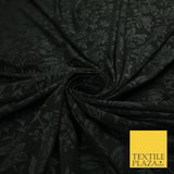 Black Floral Self Print Stretch Jersey Fabric 59" WIDE 9286