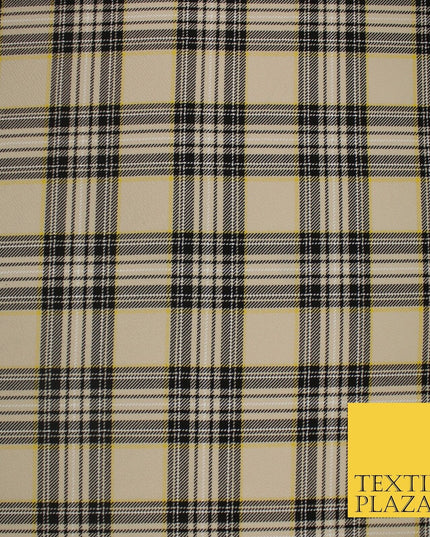 Beige & Black Check Tartan Print Soft Touch Stretch Jersey Fabric 62" WIDE 9279