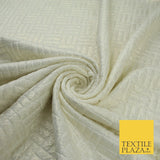 Cream with Metallic Gold Tiled Square Design Stretch Jersey Fabric 58" 9278