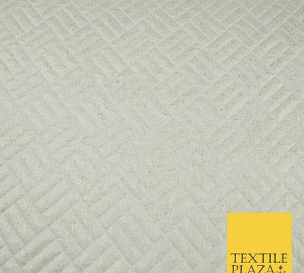 Cream with Metallic Gold Tiled Square Design Stretch Jersey Fabric 58" 9278
