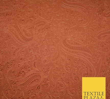 Rust Orange Self Print Embossed Paisley Stretch Jersey Fabric 56" 9275