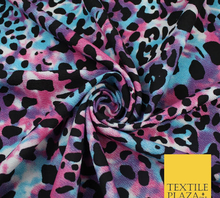 Tie Dye Multi Colour Black Leopard Animal Print Stretch Jersey Fabric 63" 9277