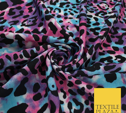 Tie Dye Multi Colour Black Leopard Animal Print Stretch Jersey Fabric 63" 9277