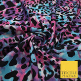 Tie Dye Multi Colour Black Leopard Animal Print Stretch Jersey Fabric 63" 9277