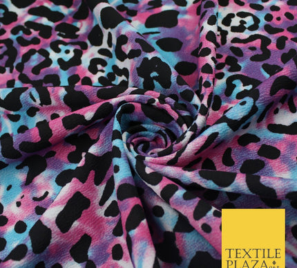 Tie Dye Multi Colour Black Leopard Animal Print Stretch Jersey Fabric 63" 9277