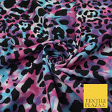 Tie Dye Multi Colour Black Leopard Animal Print Stretch Jersey Fabric 63" 9277