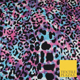 Tie Dye Multi Colour Black Leopard Animal Print Stretch Jersey Fabric 63" 9277