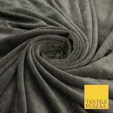 GREY Plush Soft Velvet Velour Fabric Stretch Material 72" WIDE 10008