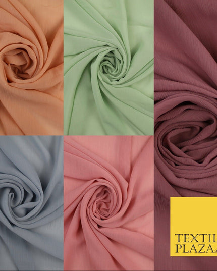 5 COLOURS Semi-Sheer Crinkle Chiffon Georgette Fabric Bridal Dress Craft 58"