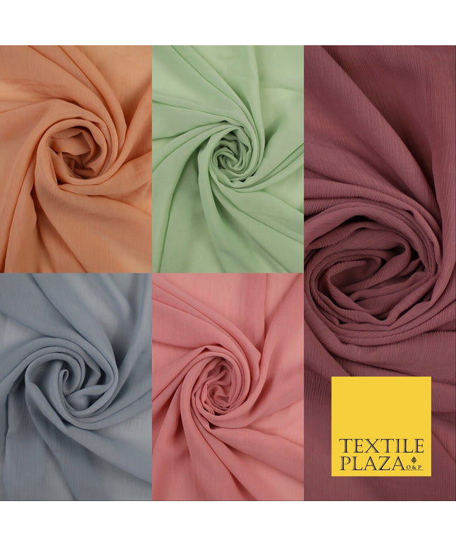 5 COLOURS Semi-Sheer Crinkle Chiffon Georgette Fabric Bridal Dress Craft 58"