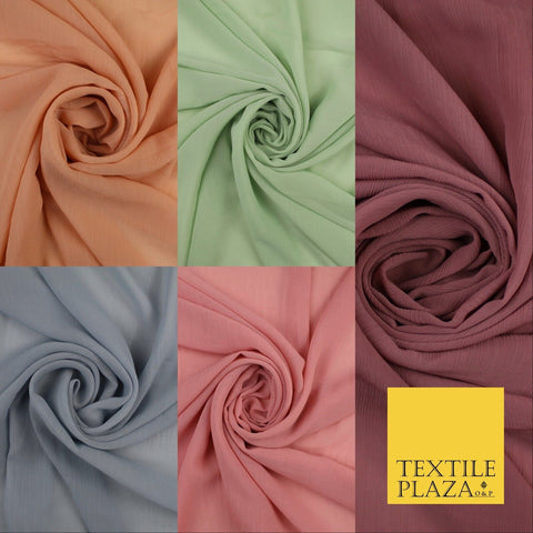 5 COLOURS Semi-Sheer Crinkle Chiffon Georgette Fabric Bridal Dress Craft 58"