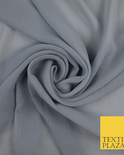 5 COLOURS Semi-Sheer Crinkle Chiffon Georgette Fabric Bridal Dress Craft 58"