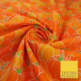 Orange Pumpkin Halloween Autumn Print 100% Cotton Printed Fabric 58" 10213