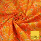 Orange Pumpkin Halloween Autumn Print 100% Cotton Printed Fabric 58" 10213