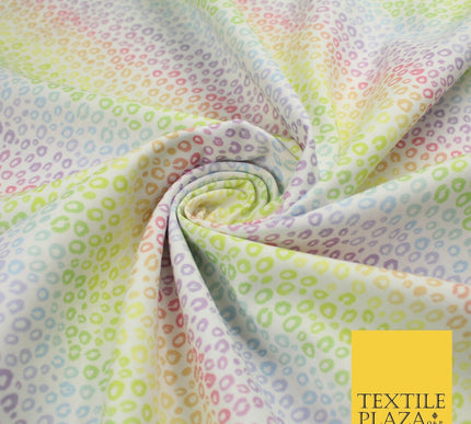 Pastel Leopard Animal Rainbow Print 100% Cotton Printed Fabric 58" 10212