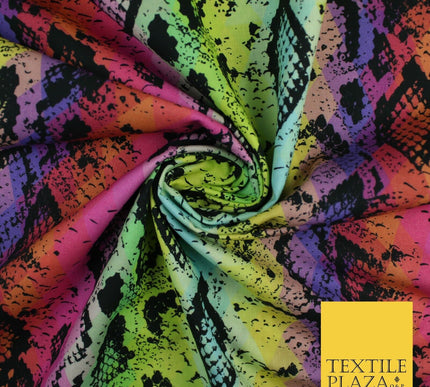 Bright Rainbow Snake Skin Print 100% Cotton Printed Fabric 58" 10209