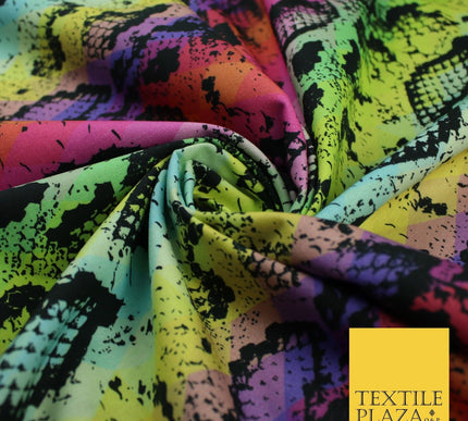 Bright Rainbow Snake Skin Print 100% Cotton Printed Fabric 58" 10209