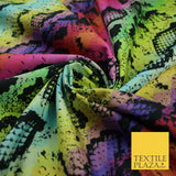 Bright Rainbow Snake Skin Print 100% Cotton Printed Fabric 58" 10209