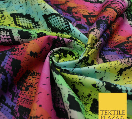 Bright Rainbow Snake Skin Print 100% Cotton Printed Fabric 58" 10209