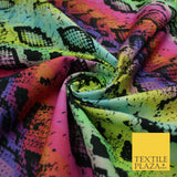 Bright Rainbow Snake Skin Print 100% Cotton Printed Fabric 58" 10209
