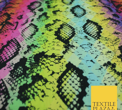 Bright Rainbow Snake Skin Print 100% Cotton Printed Fabric 58" 10209