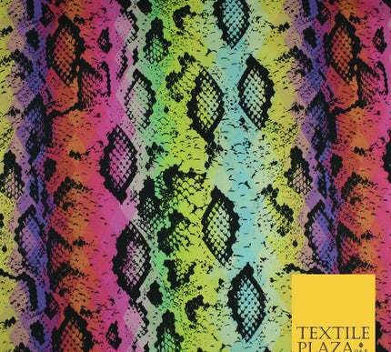 Bright Rainbow Snake Skin Print 100% Cotton Printed Fabric 58" 10209