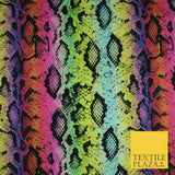 Bright Rainbow Snake Skin Print 100% Cotton Printed Fabric 58" 10209