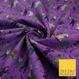 Purple Halloween Ghost Mummy Skeleton 100% Cotton Printed Fabric 58" 10208
